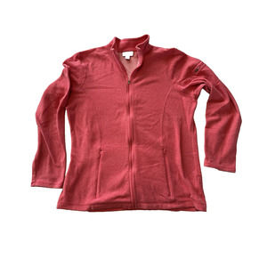 LL Bean Womens Lightweight Fleece Jacket, Pink Medium Reg Front Zip w/ Pockets